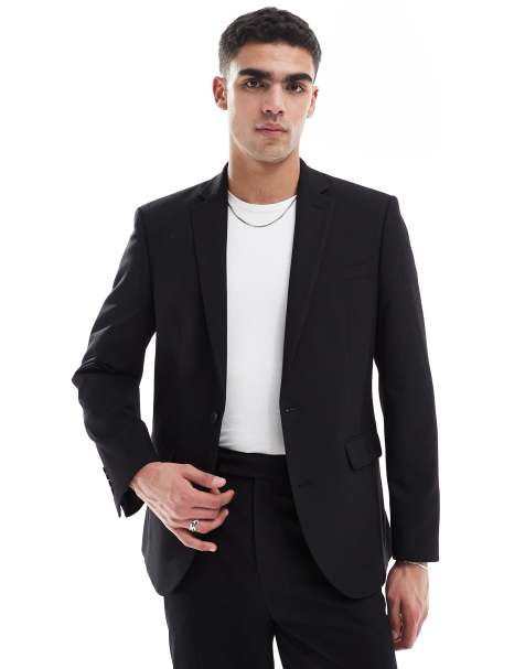 ASOS DESIGN slim suit jacket in black twill - view 1