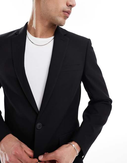 ASOS DESIGN slim suit jacket in black twill