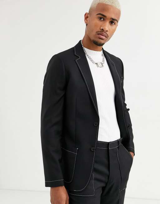 Contrast Stitching Blazer - Ready-to-Wear