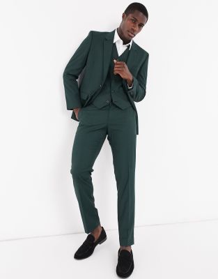 plain bottle green suit