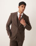 [ASOS DESIGN] ASOS DESIGN slim suit jacket in brown wool mix flannel Chest 46 Regular BROWN