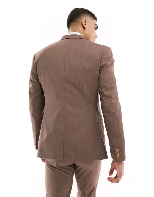 ASOS DESIGN slim suit jacket in brown, 2 of 5