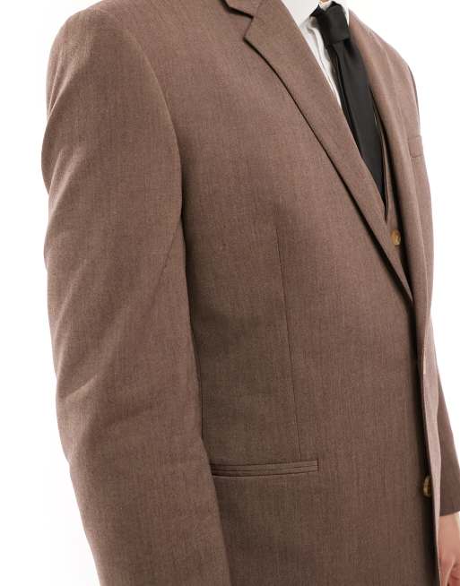 ASOS DESIGN slim suit jacket in brown, 4 of 5