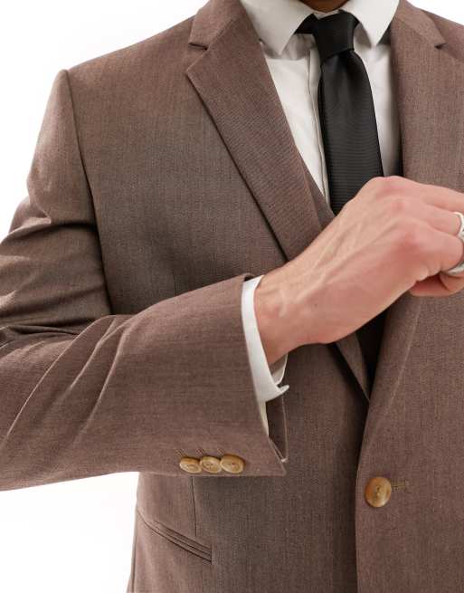 ASOS DESIGN slim suit jacket in brown, 5 of 5