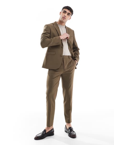 ASOS DESIGN slim suit jacket in brown - view 1