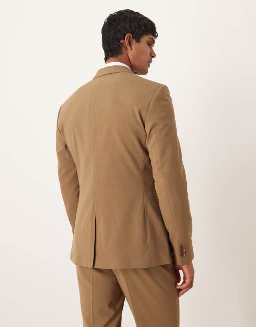 ASOS DESIGN slim suit jacket in brown, 3 of 5