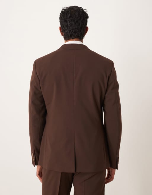 ASOS DESIGN slim suit jacket in brown, 3 of 5
