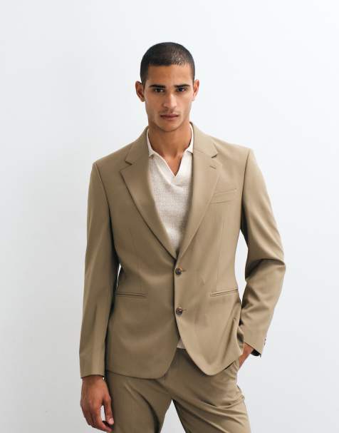 ASOS DESIGN slim suit jacket in brown - view 1