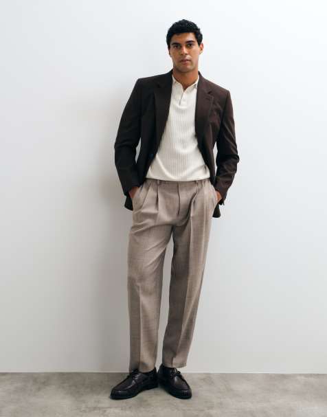 ASOS DESIGN slim suit jacket in brown - view 1