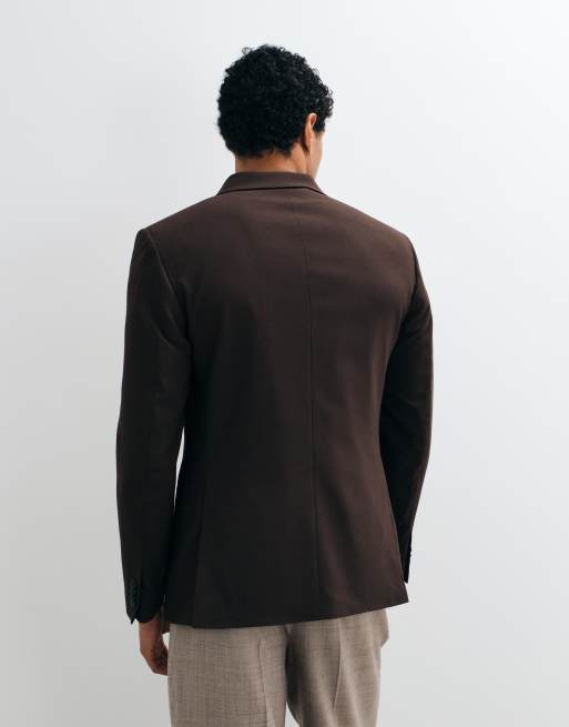 ASOS DESIGN slim suit jacket in brown, 5 of 5