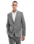 [ASOS DESIGN] ASOS DESIGN slim suit jacket in brushed charcoal check-Grey Chest 38 Regular CHARCOAL