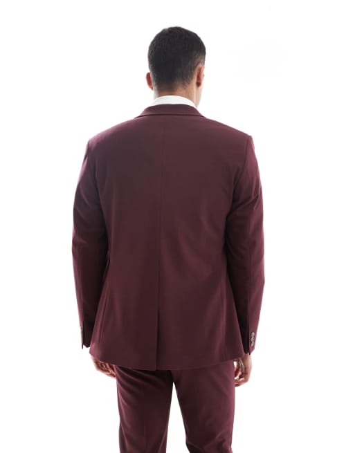 ASOS DESIGN slim suit jacket in burgundy