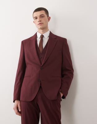 ASOS DESIGN slim suit jacket in burgundy burgundy 18390₽