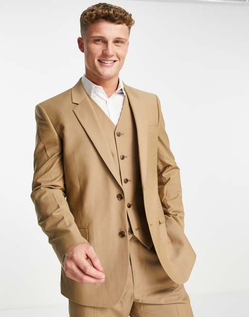 Men's Two Button Suit - Camel ~ Khaki