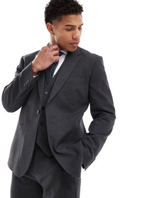 ASOS DESIGN slim suit jacket in charcoal