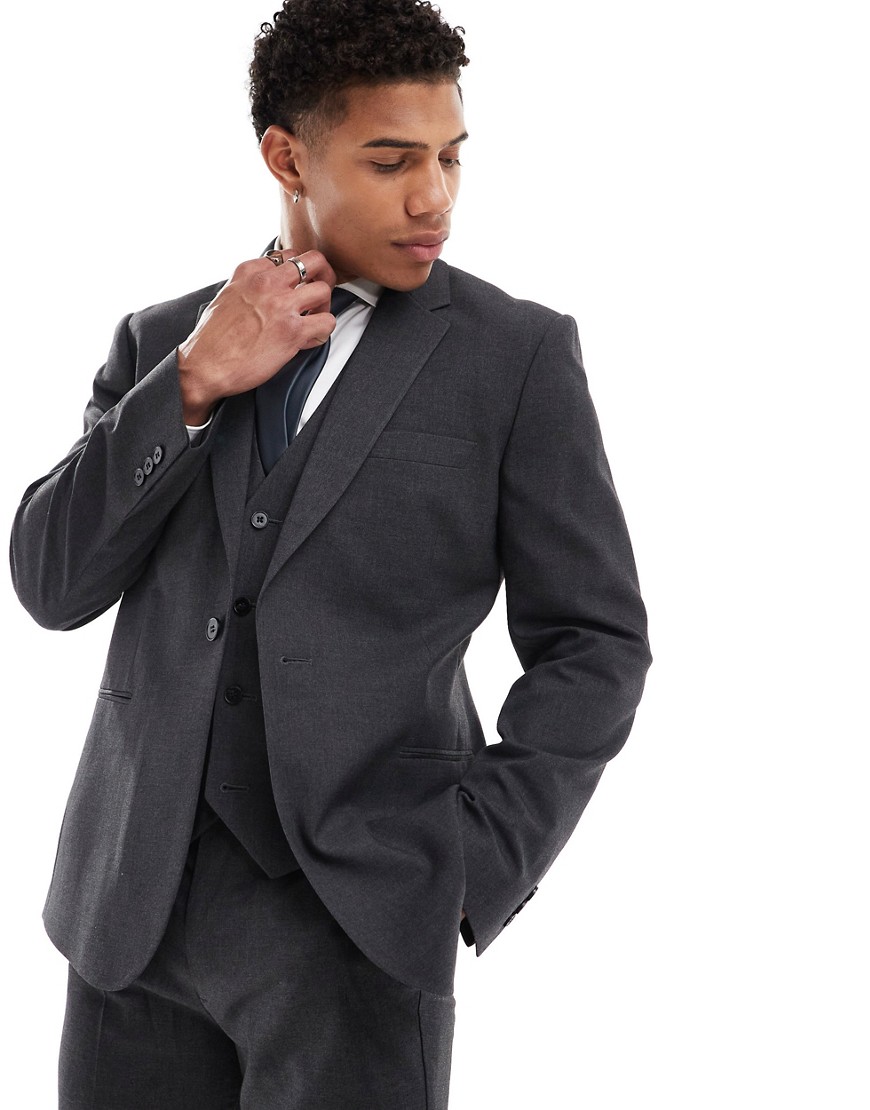 ASOS DESIGN slim suit jacket in charcoal-Grey