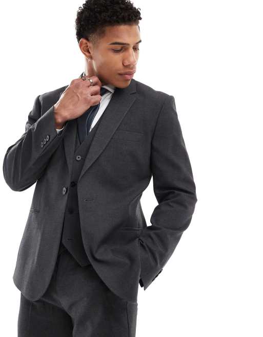 Asos charcoal suit sale