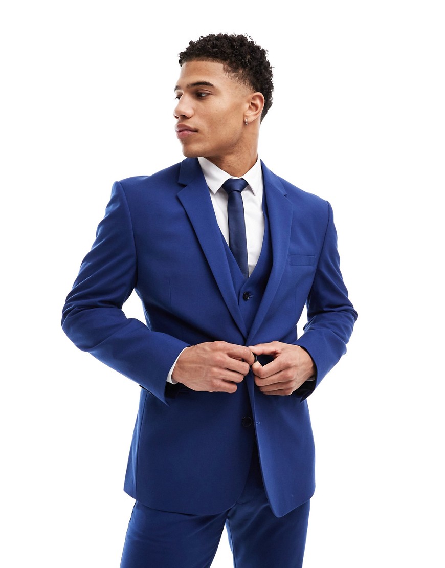 ASOS DESIGN slim suit jacket in dark blue