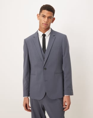 Asos Design Slim Suit Jacket In Gray
