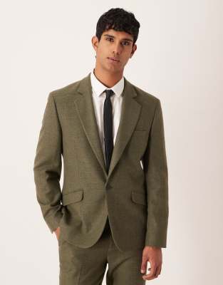 Asos Design Slim Suit Jacket In Green