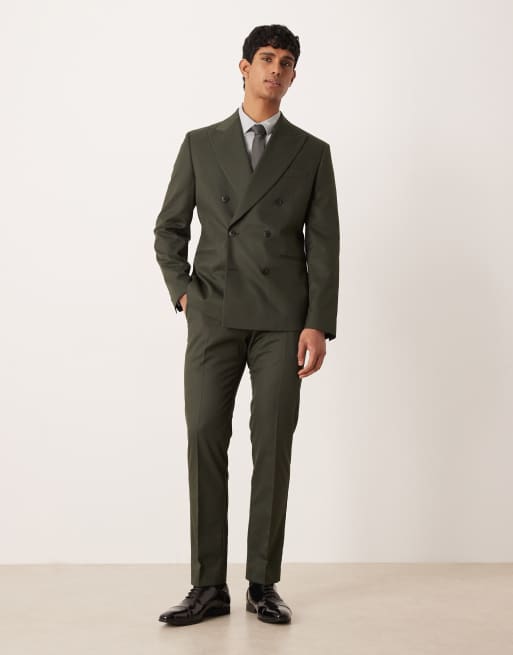 ASOS DESIGN slim suit jacket in dark green twill, 2 of 5