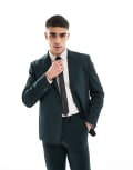 [ASOS DESIGN] ASOS DESIGN slim suit jacket in dark green Chest 42 Regular Dark green