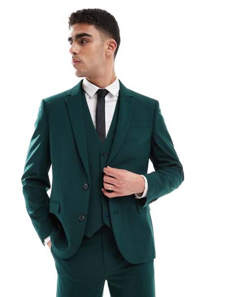 ASOS DESIGN slim suit jacket in dark green - view 1