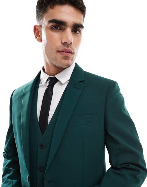 slim fit dress slacks Dark Green Birds Eye Peak Color Formal Jacket