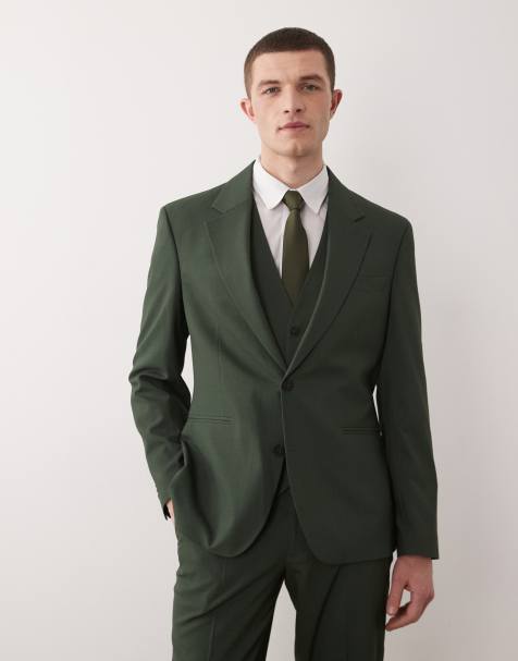 ASOS DESIGN slim suit jacket in dark green - view 1