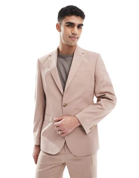 ASOS DESIGN slim suit jacket in dusty pink - view 1