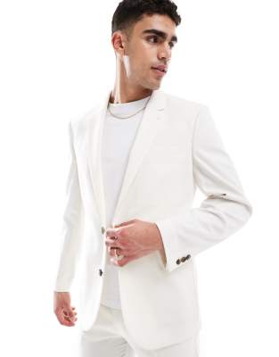Asos Design Slim Suit Jacket In White