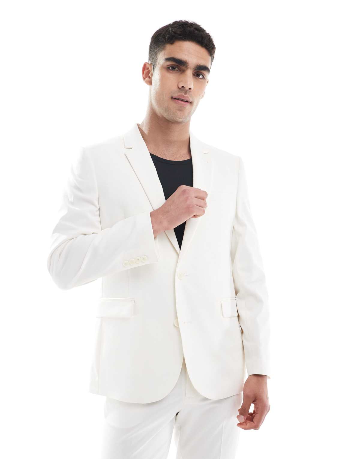 ASOS DESIGN slim suit jacket in ecru