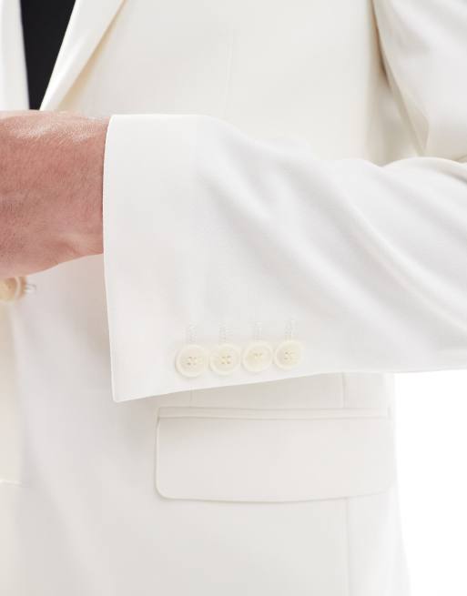 ASOS DESIGN slim suit jacket in ecru, 3 of 5