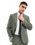 [ASOS DESIGN] ASOS DESIGN slim suit jacket in forest green oxford texture Chest 40 Regular Dark Forest