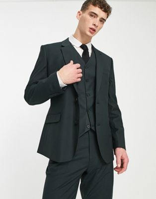 Asos Design Slim Suit Jacket In Forest Green