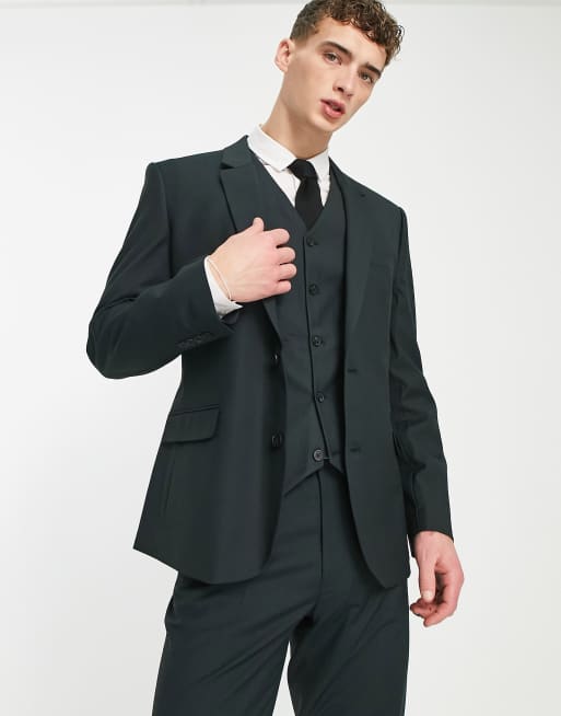 ASOS DESIGN slim suit jacket in forest green