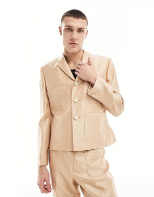 Asos Design Slim Suit Jacket In Gold
