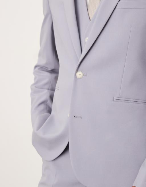 ASOS DESIGN slim suit jacket in gray/purple