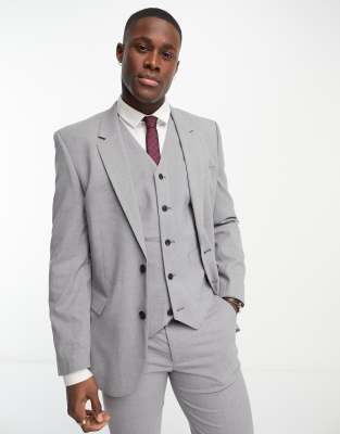 Asos Design Slim Suit Jacket In Gray