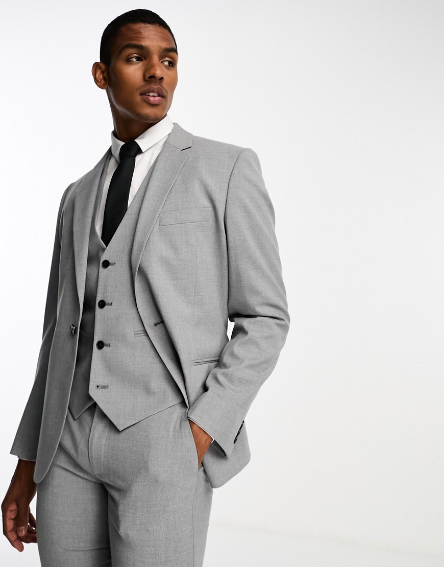 Shop Asos Design Slim Suit Jacket In Gray