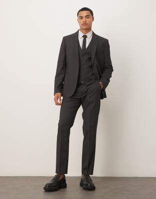 Asos Design Slim Suit Jacket In Gray