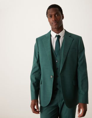 ASOS DESIGN slim suit jacket in green crosshatch