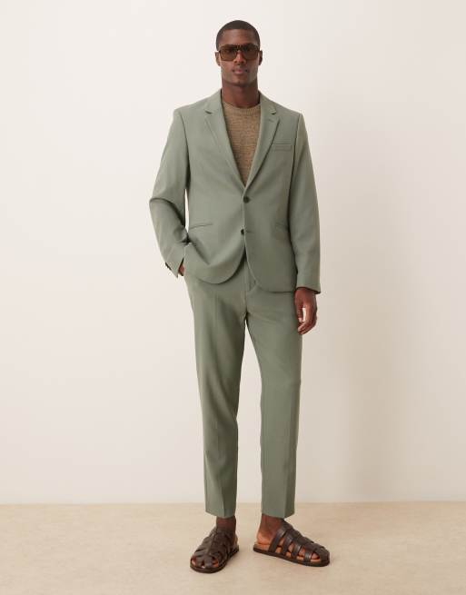 ASOS DESIGN slim suit jacket in green twill