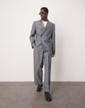 [ASOS DESIGN] ASOS DESIGN slim suit jacket in grey checkerboard weave Chest 40 Regular GREY