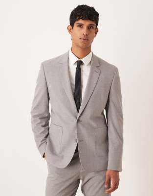 Asos Design Slim Suit Jacket In Gray