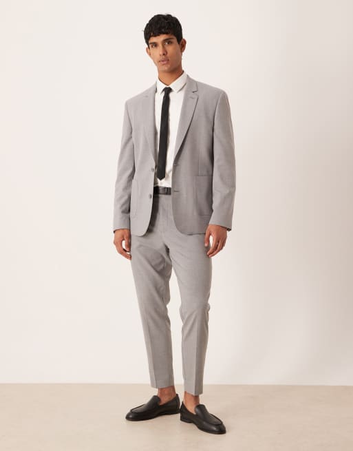 ASOS DESIGN slim suit jacket in grey tonal puppytooth, 2 of 5