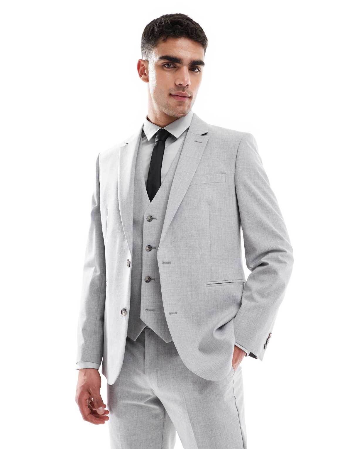 ASOS DESIGN slim suit jacket in grey