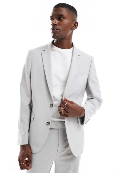ASOS DESIGN slim suit jacket in ice gray - view 1