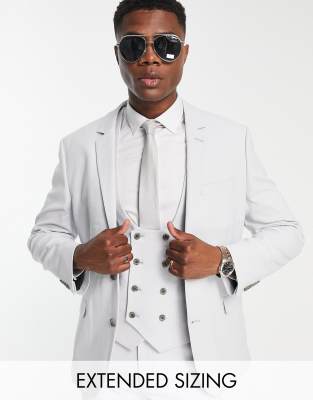 ASOS DESIGN slim suit jacket in ice grey micro texture - ASOS Price Checker