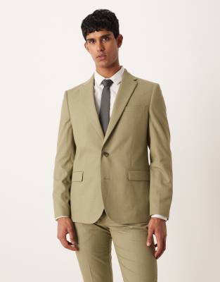 Asos Design Slim Suit Jacket In Green